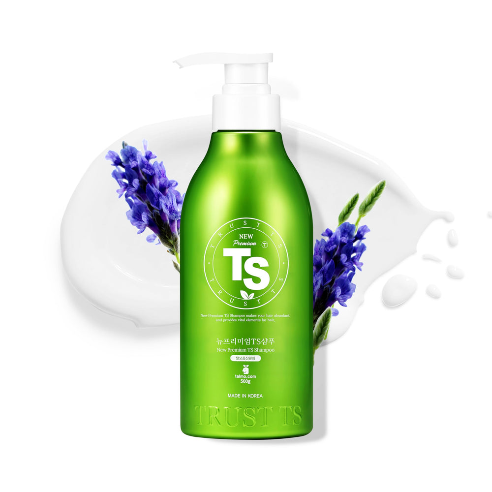 TS SHAMPOO bottle front shows premium formula for thinning hair support