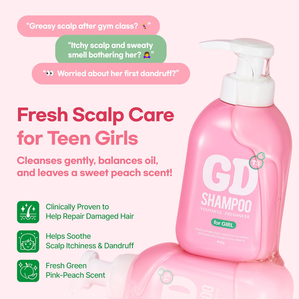 TS GD Shampoo for Teens foam shows light lather ideal for gentle cleansing