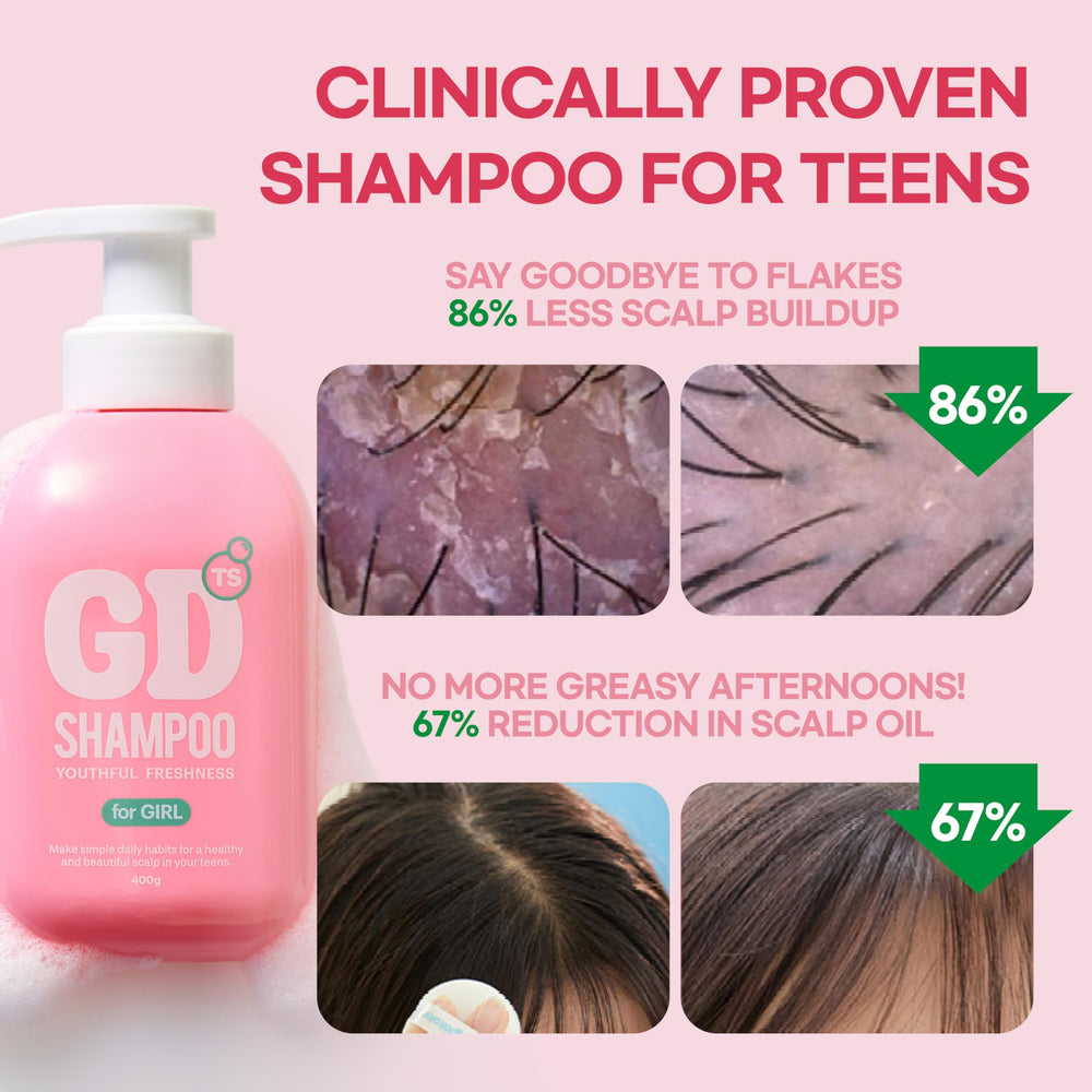 TS GD Shampoo for Teens massaging scalp shows soothing wash experience