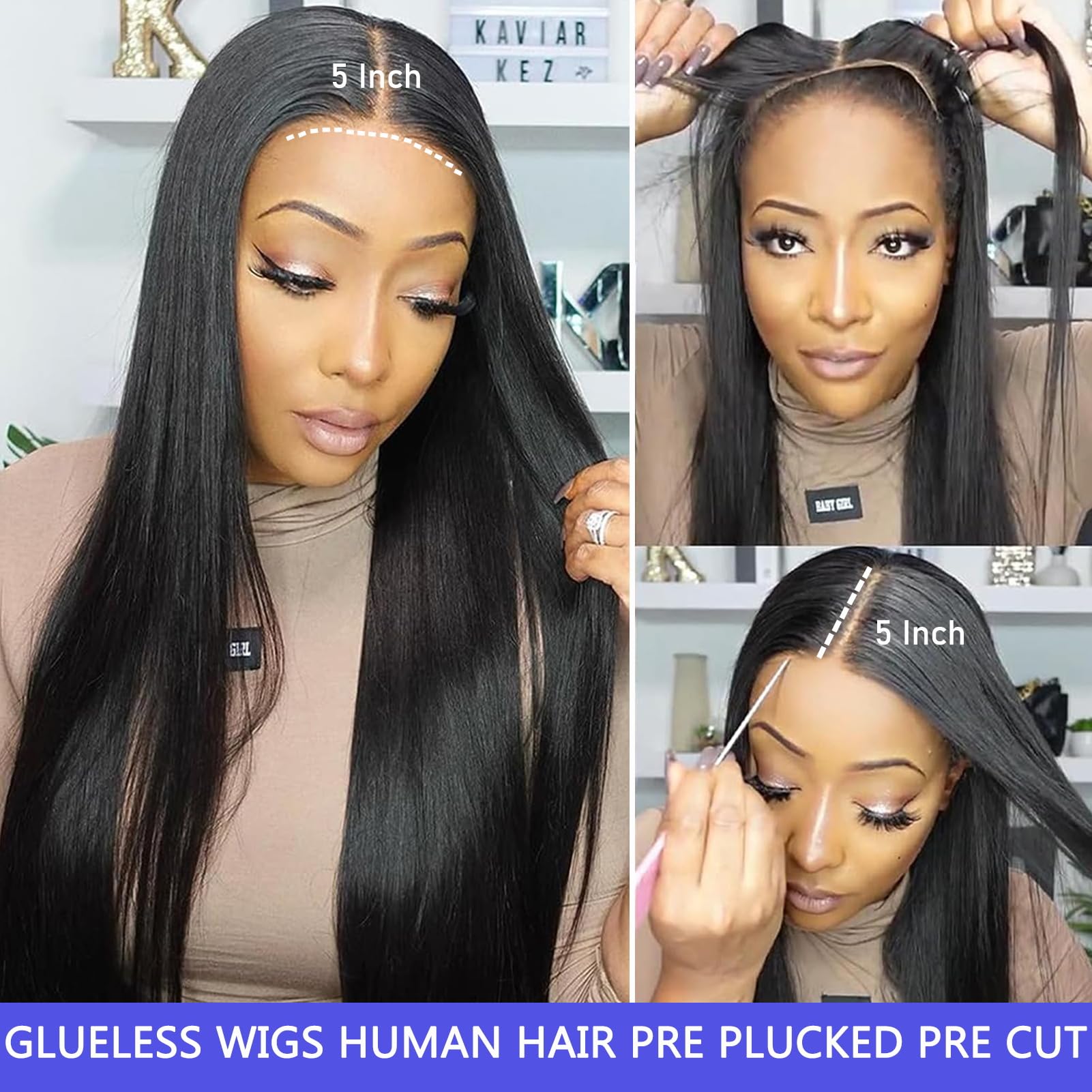 Tscom pre plucked hairline on 30 inch wig demonstrates beginner friendly glueless install.