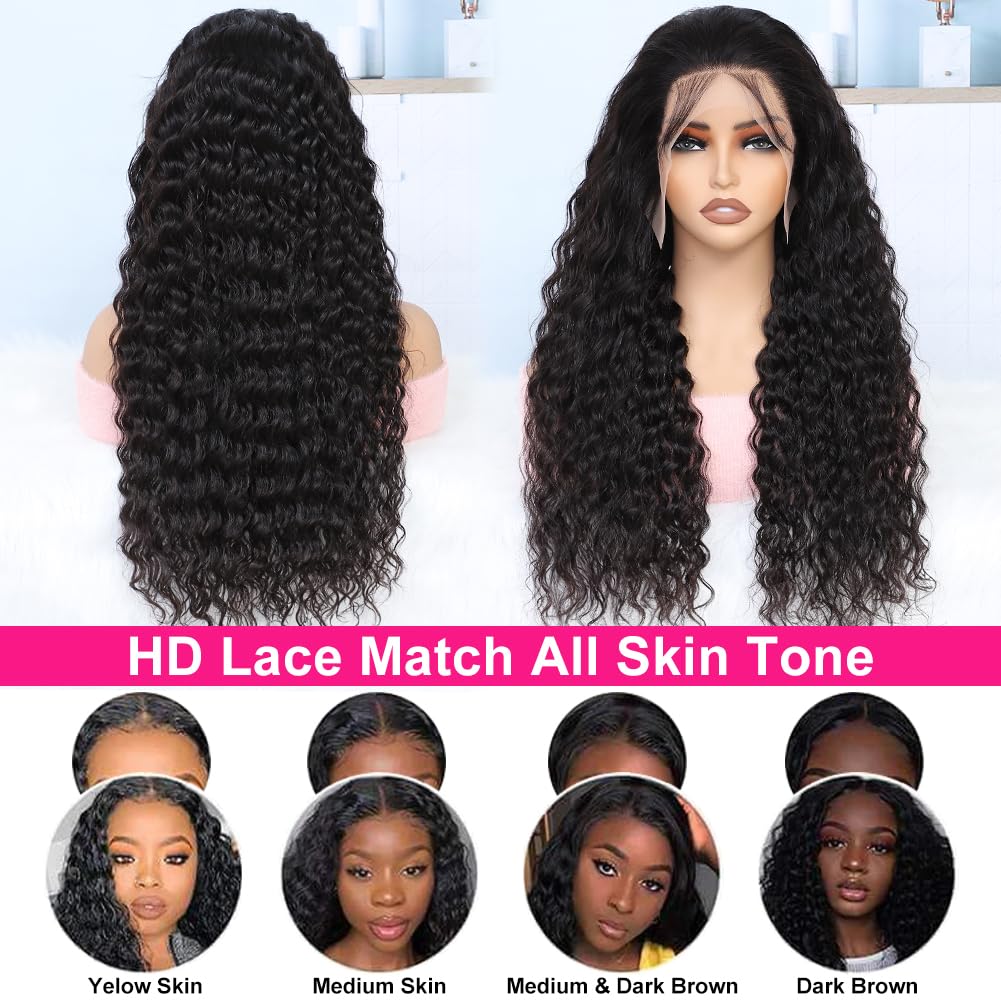 tsiyu 13x6 deep wave lace front wig adjustable cap four combs secure fit