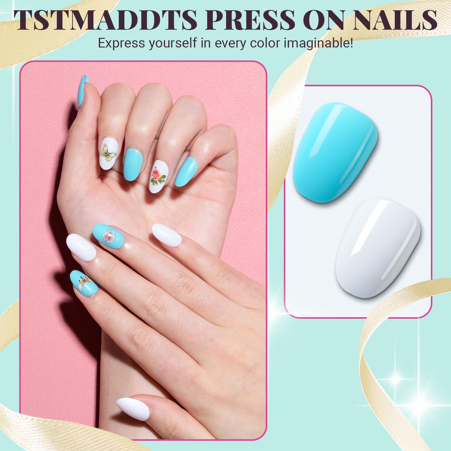 TsMADDTs adhesive nail tabs and stickers kit for easy application.