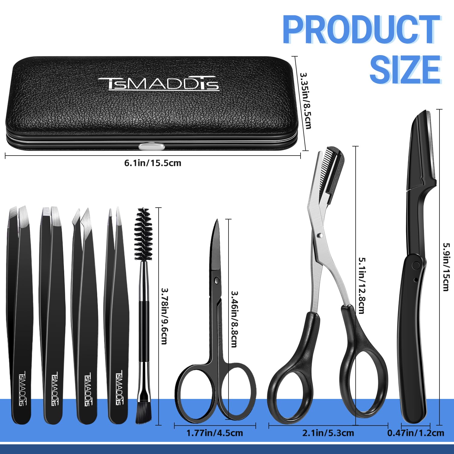 TsMADDTs Eyebrow Kit travel case keeps tools organized for on-the-go grooming.