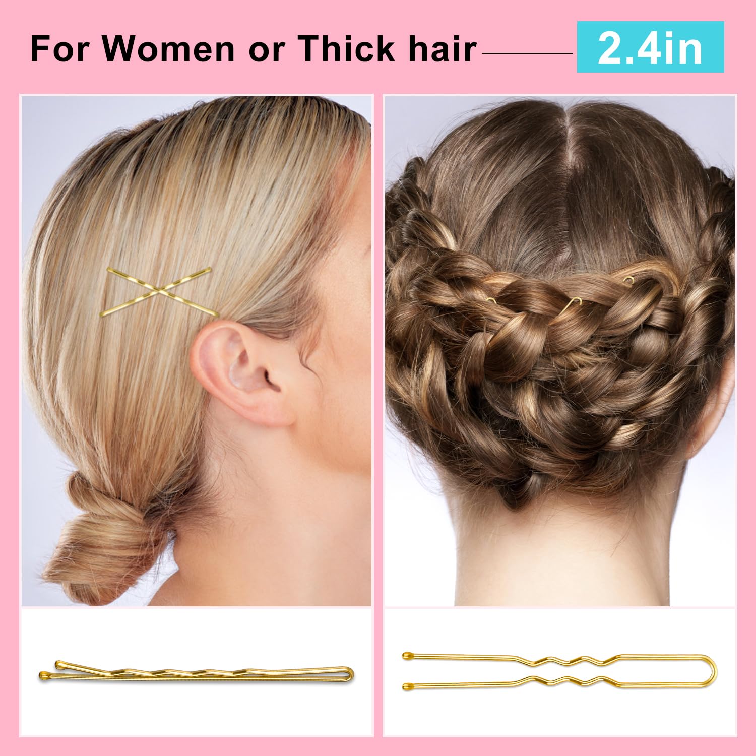 TsMADDTs blonde hair pins decorating a hairstyle for special occasions.