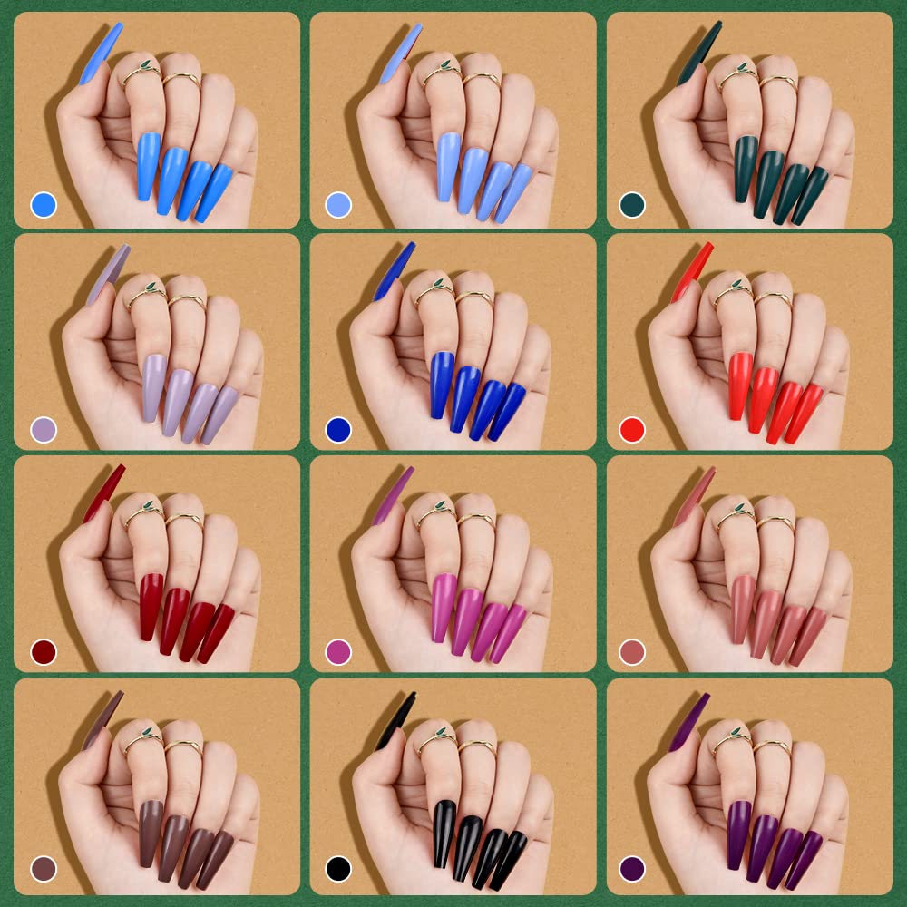 TsMADDTs coffin nails color display showing prepainted tips and size numbers for fit