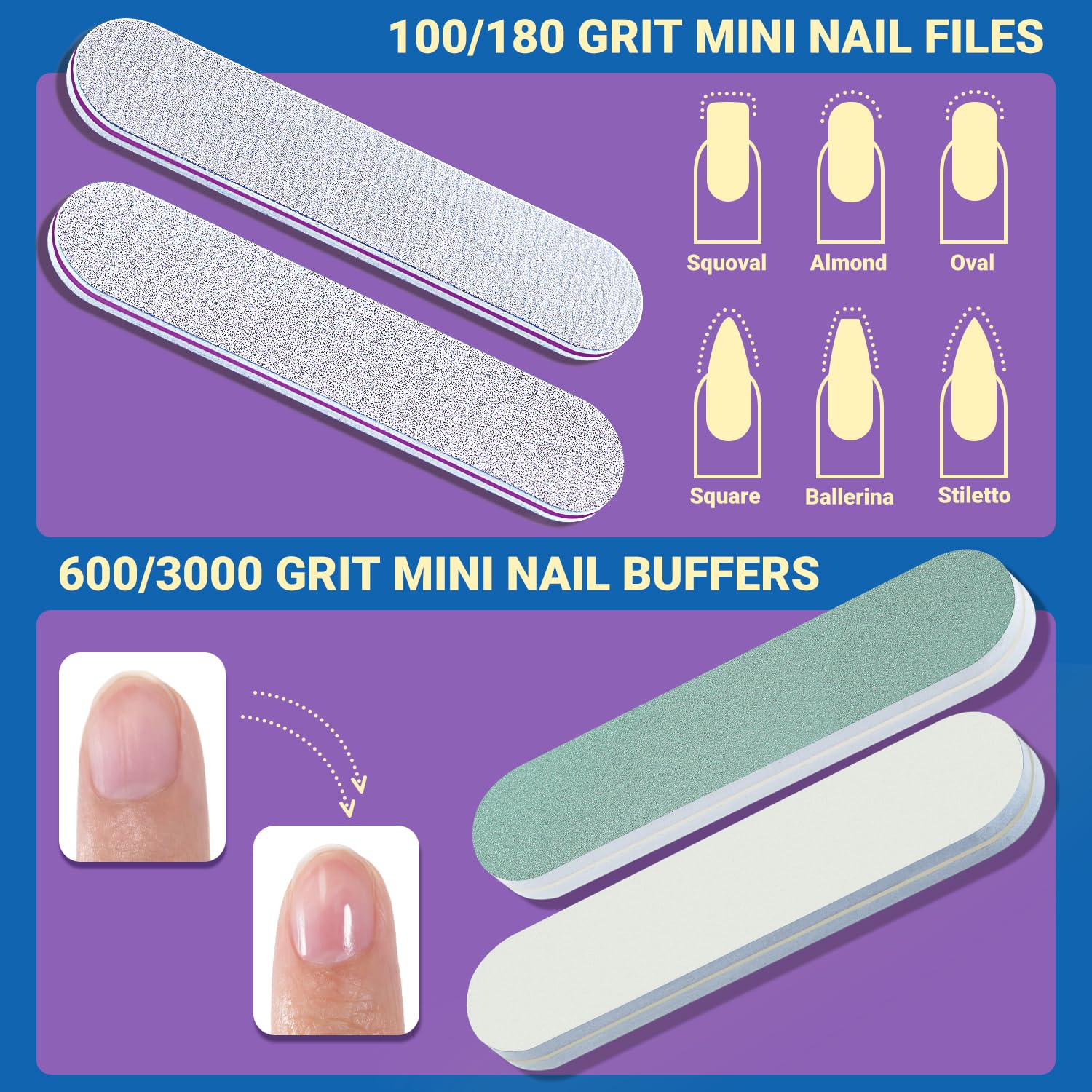 TsMADDTs 100/180 grit nail files shape nails smoothly