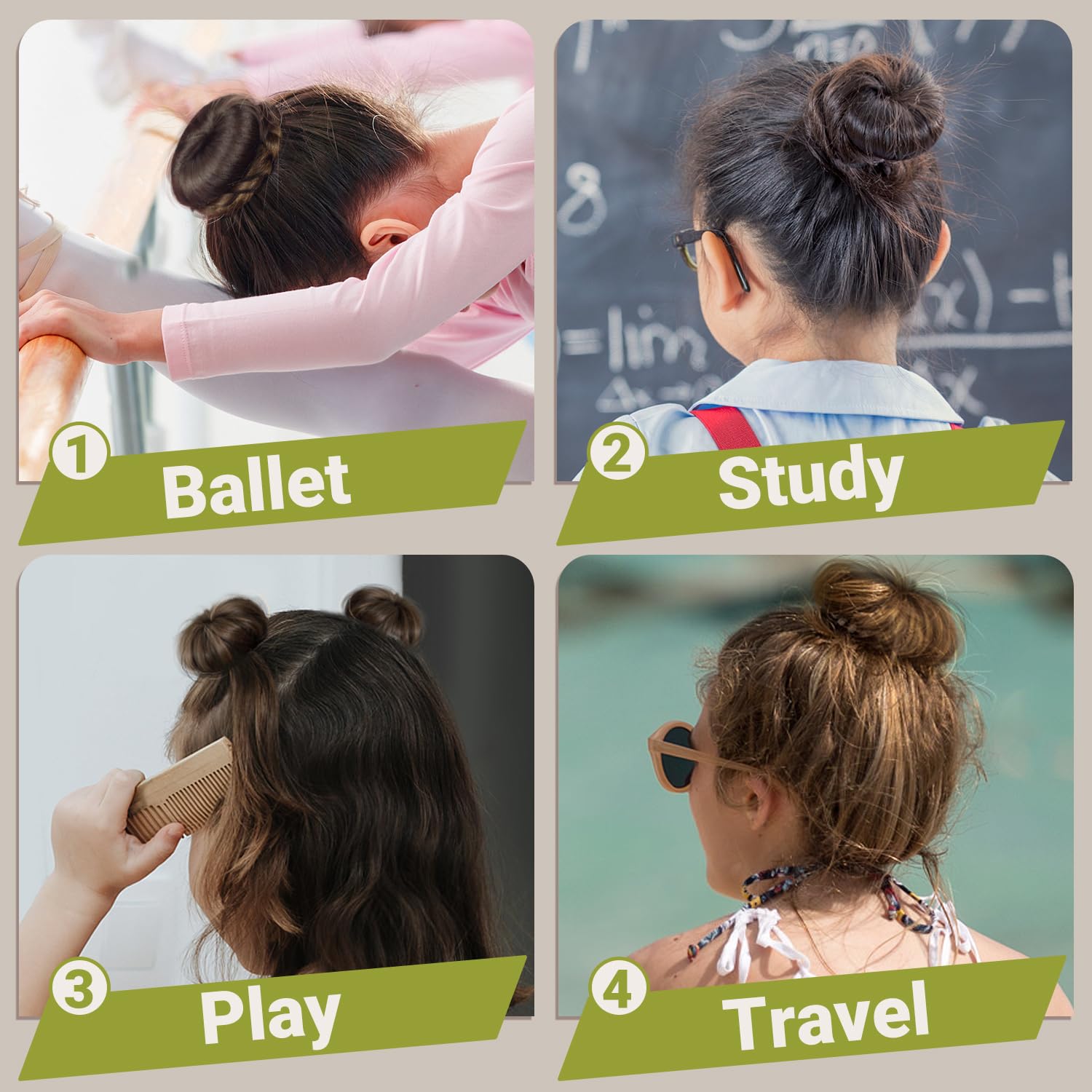 TsMADDTs U-shaped pins with rounded tips secure buns safely.