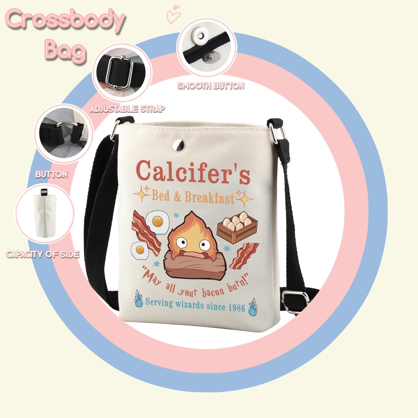 TSOTMO Calcifer's CR crossbody bag open compartment organizing essentials