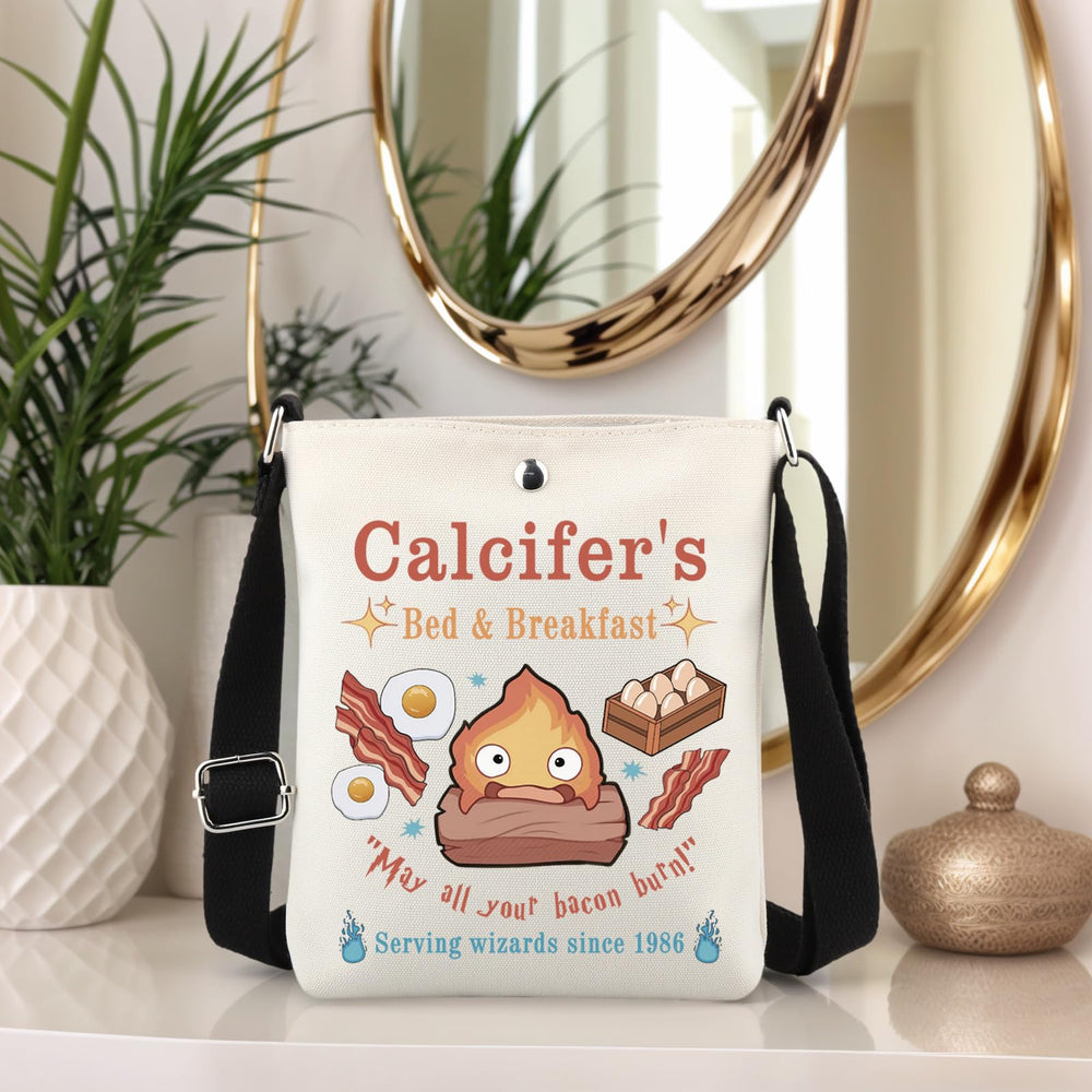 TSOTMO Calcifer's CR crossbody bag side view with adjustable strap versatility
