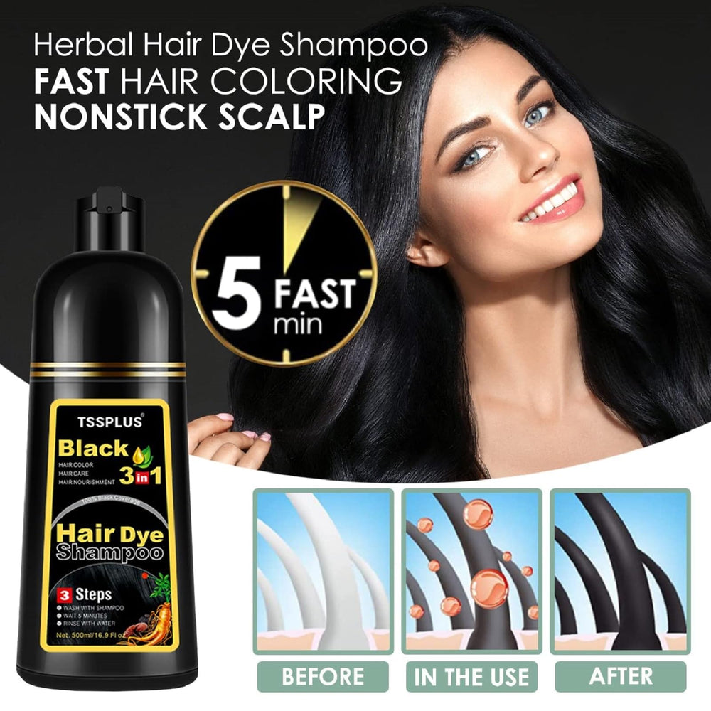 TSSPLUS Black Hair Dye Shampoo foam-lather highlights quick lather for gray coverage