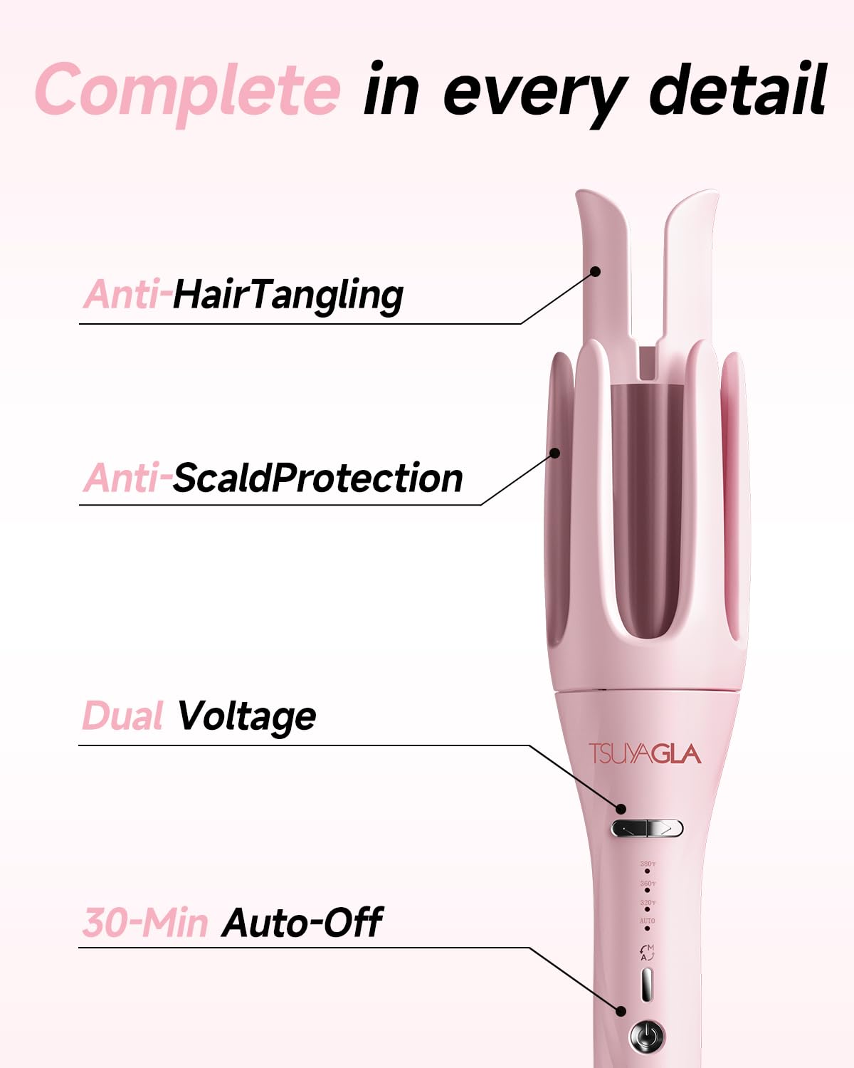 TSUYAGLA dual voltage design lets you style worldwide.