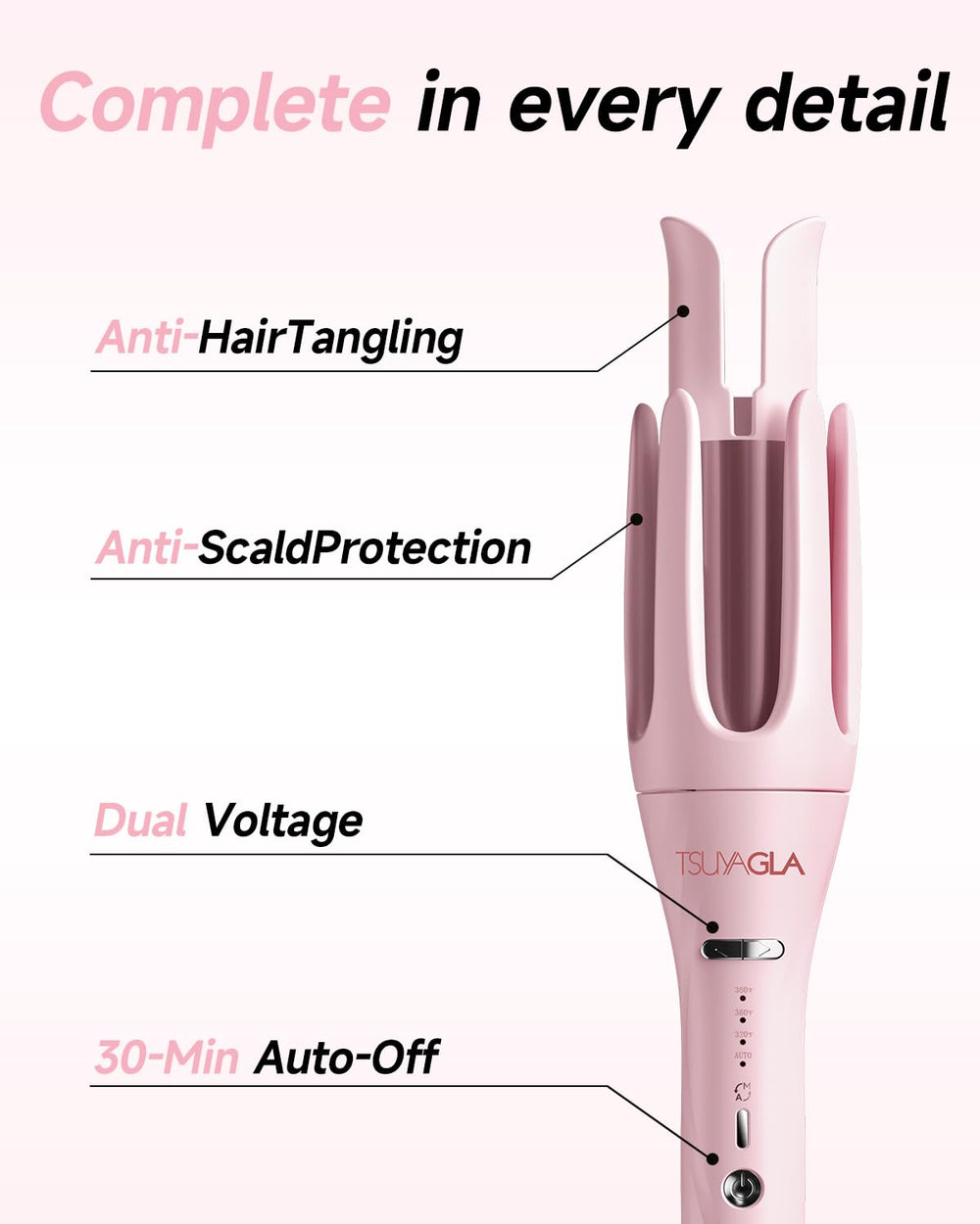 TSUYAGLA dual voltage design lets you style worldwide.