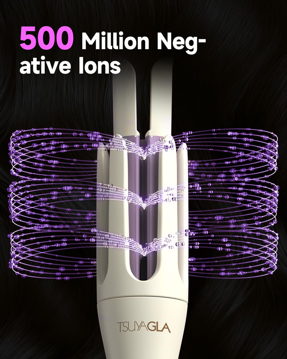 Beep alert signals timing for precise curls with long-hair TSUYAGLA wand.