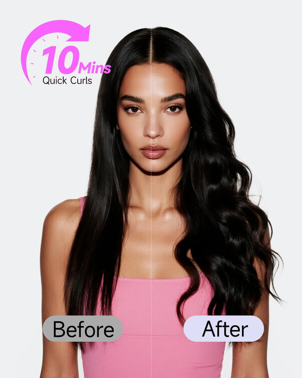 TSUYAGLA curling wand rotating barrel demonstrates 2-way direction for versatile styling.