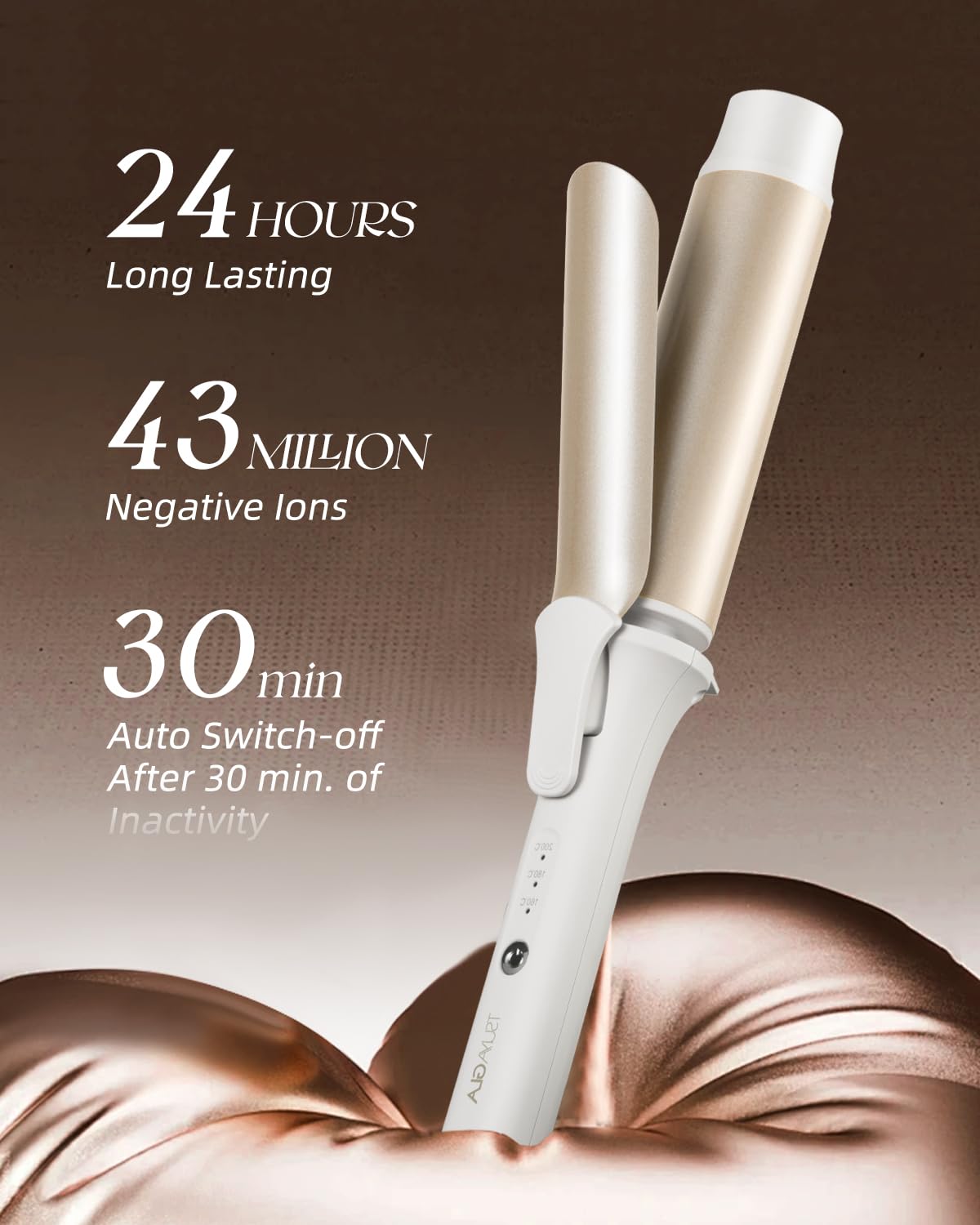 TSUYAGLA 360° swivel cord aids comfortable styling at any angle.