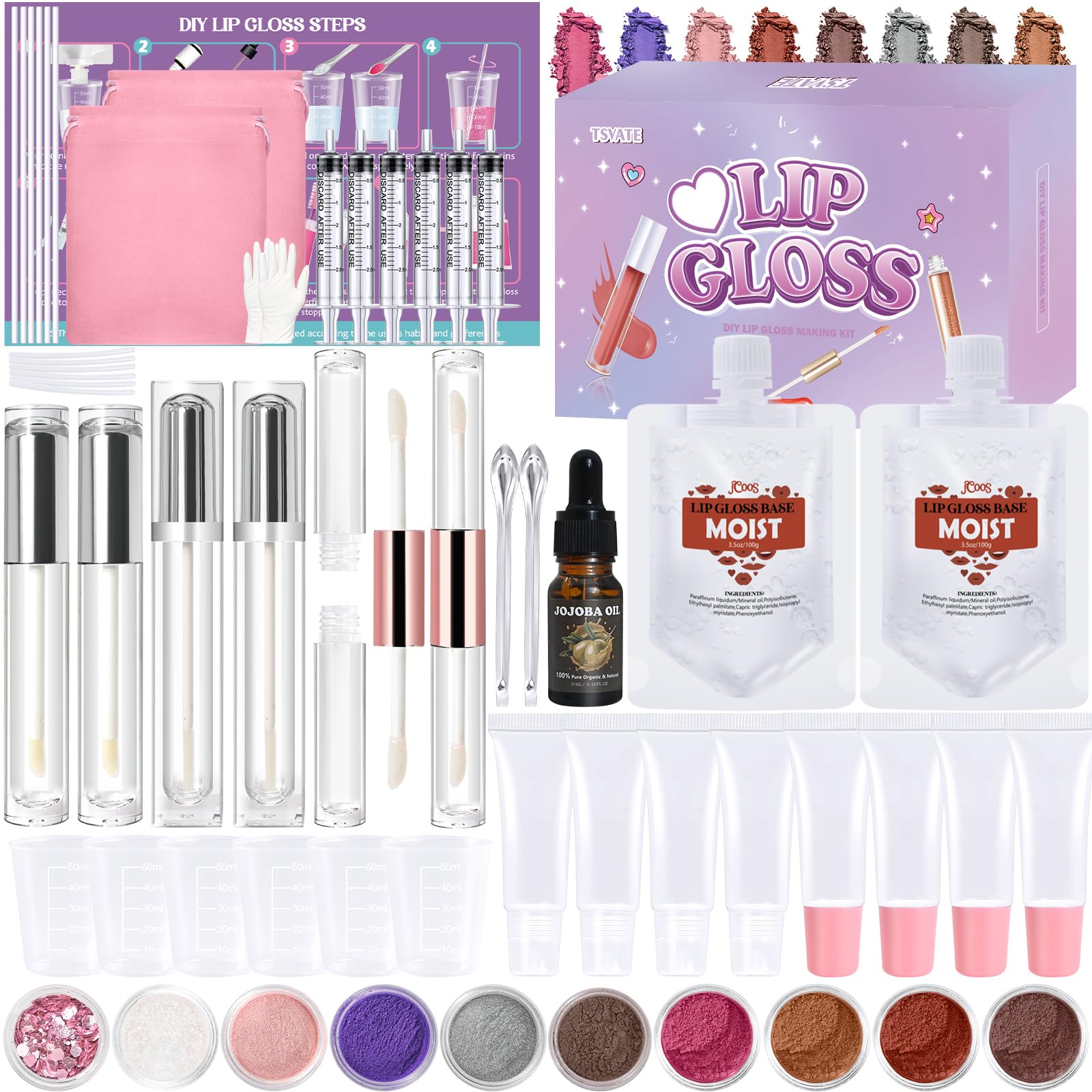 TSVATE lip gloss making kit packaging presents an all-in-one setup for creative lip color.