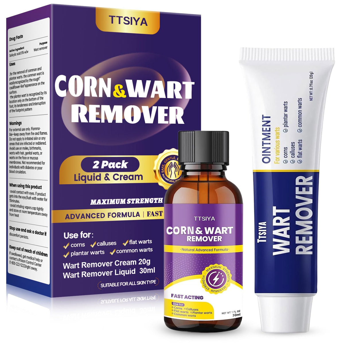 TTsiya Wart Remover Cream tube ready for targeted wart treatment at home