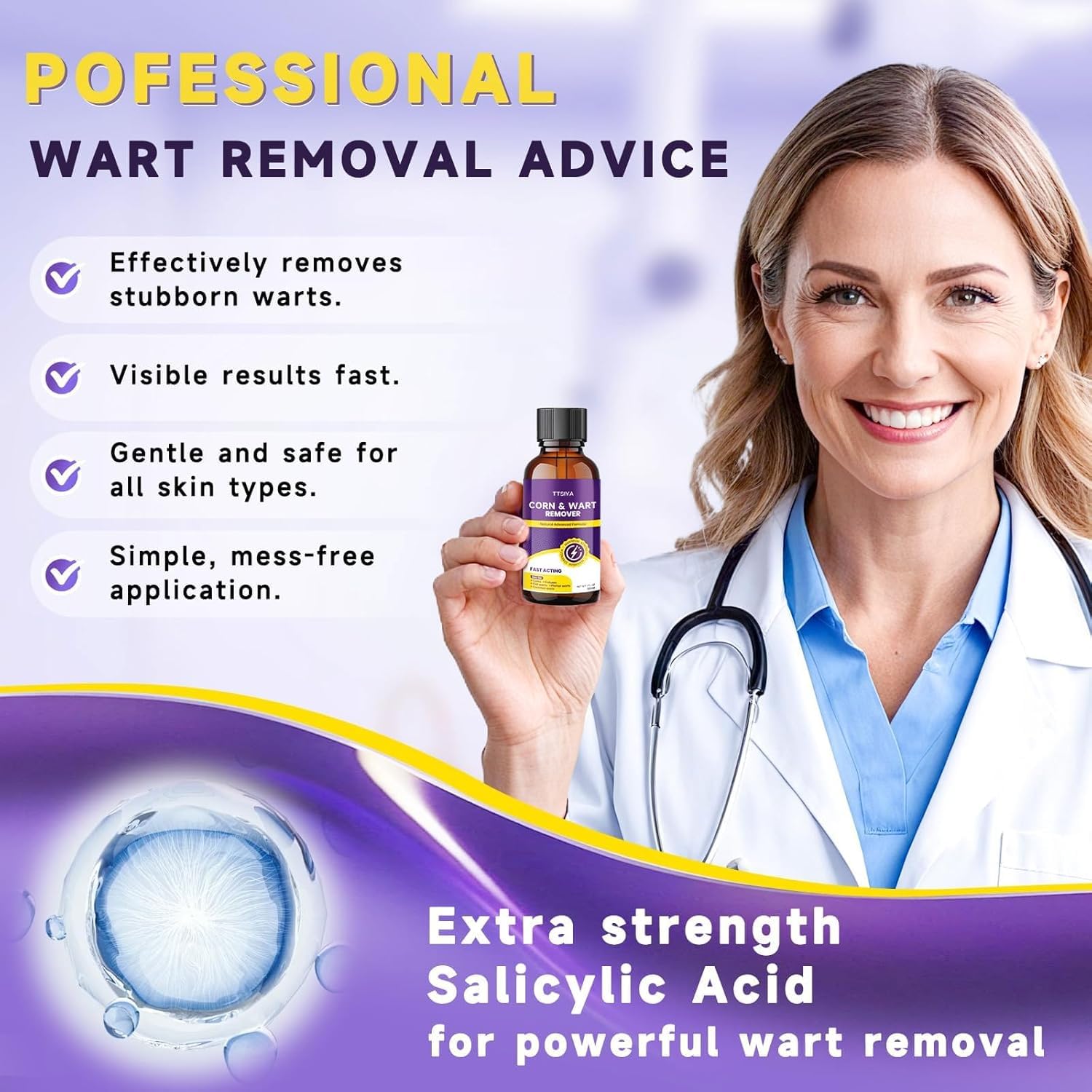 TTsiya Wart Remover Liquid Freeze Off application shows comfortable, targeted wart relief