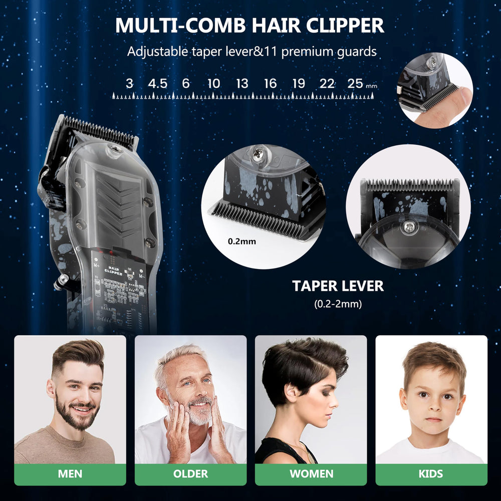Tuanchuanrp cordless barber kit with eight guide combs for versatile fades