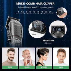 Tuanchuanrp cordless barber kit with eight guide combs for versatile fades