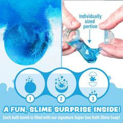 Tub Works bath bomb dissolves color in water with bubbles and fruity aroma.