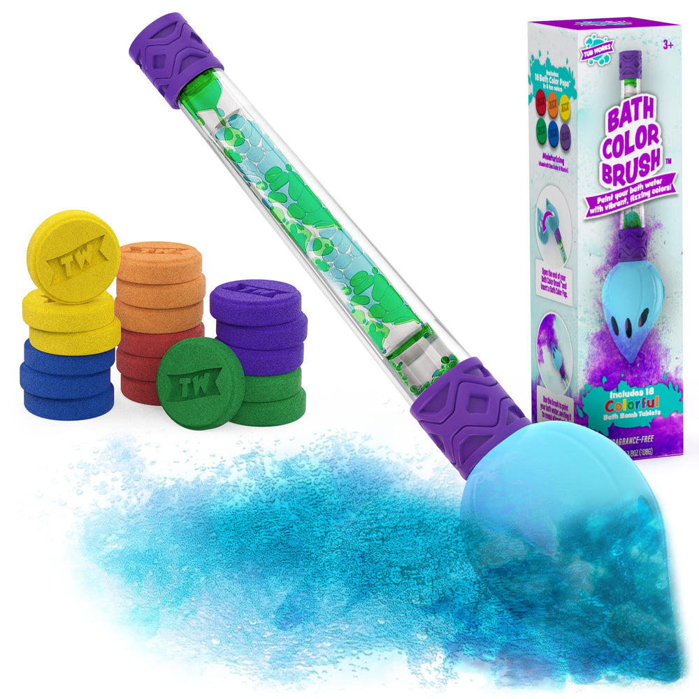Tub Works Bath Color Brush assembly shows kid-friendly color tools for creative bath time.