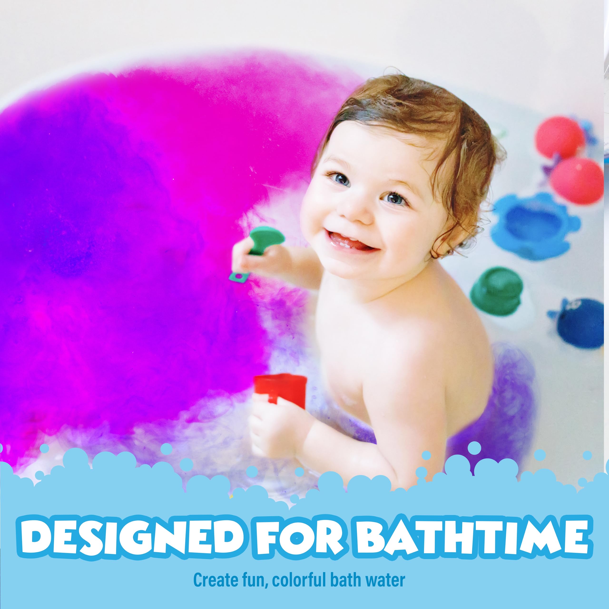 Tub Works Bath Color Fizzies dissolving red tablet in water, creating vibrant bath color.
