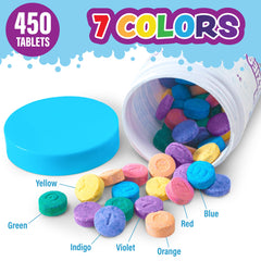 Tub Works color fizzies red tablet dissolving in bath water for vibrant color
