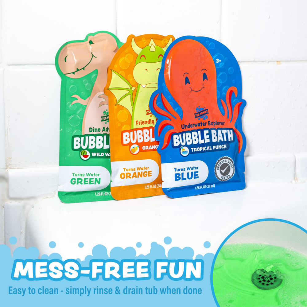 Tub Works Magical Kids Bubble Bath foamy bubbles closeup emphasizes long-lasting foam