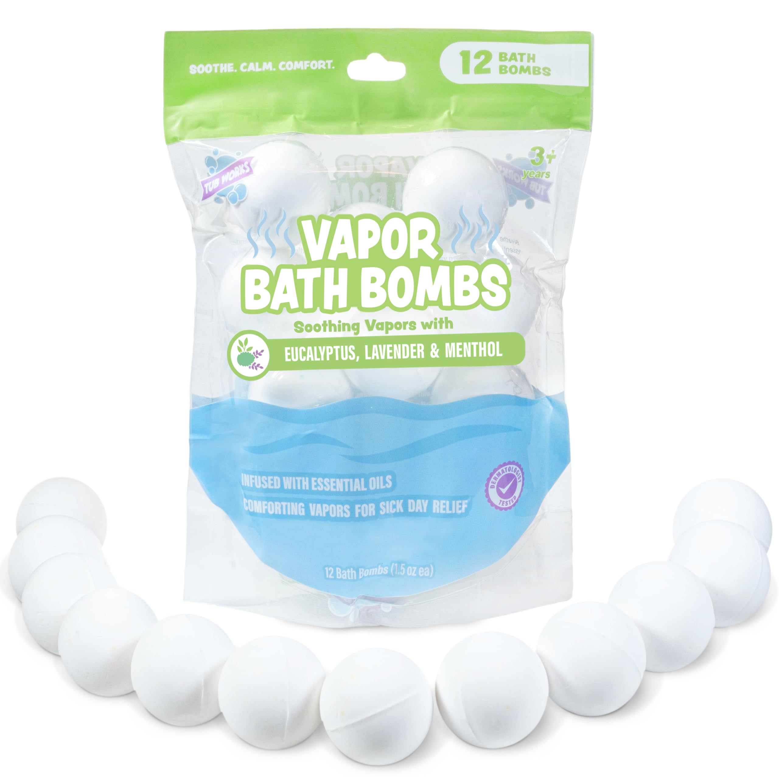 Tub Works dermatologist-tested dye-free formula ensures gentle use.