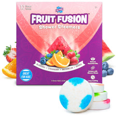 Tub Works Fruit Fusion blueberry steamer dissolving in shower releasing uplifting aroma