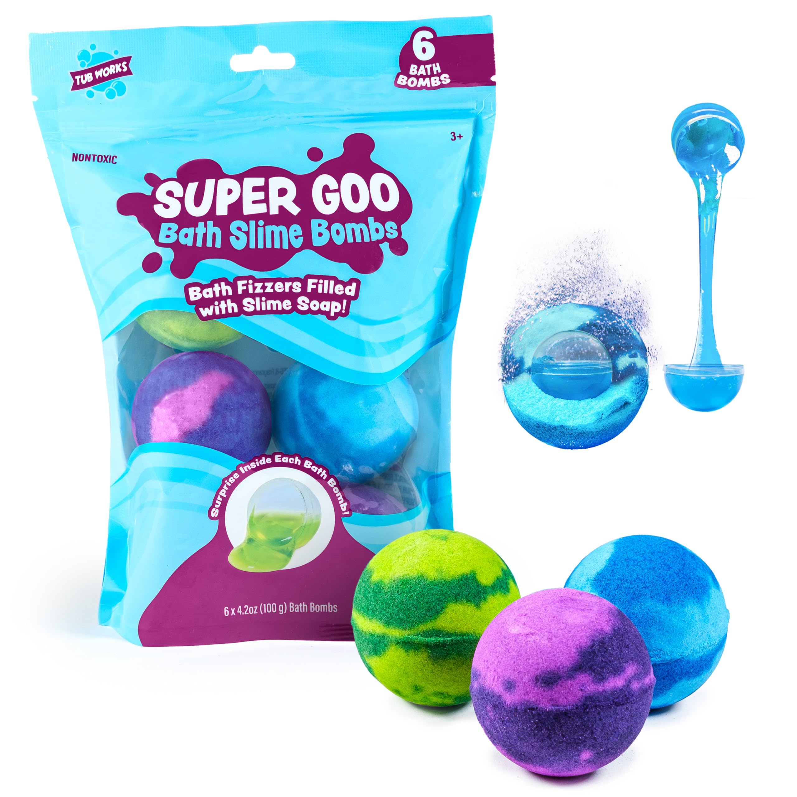 Tub Works grape-scented bomb delivers colorful sensory play in the bath.