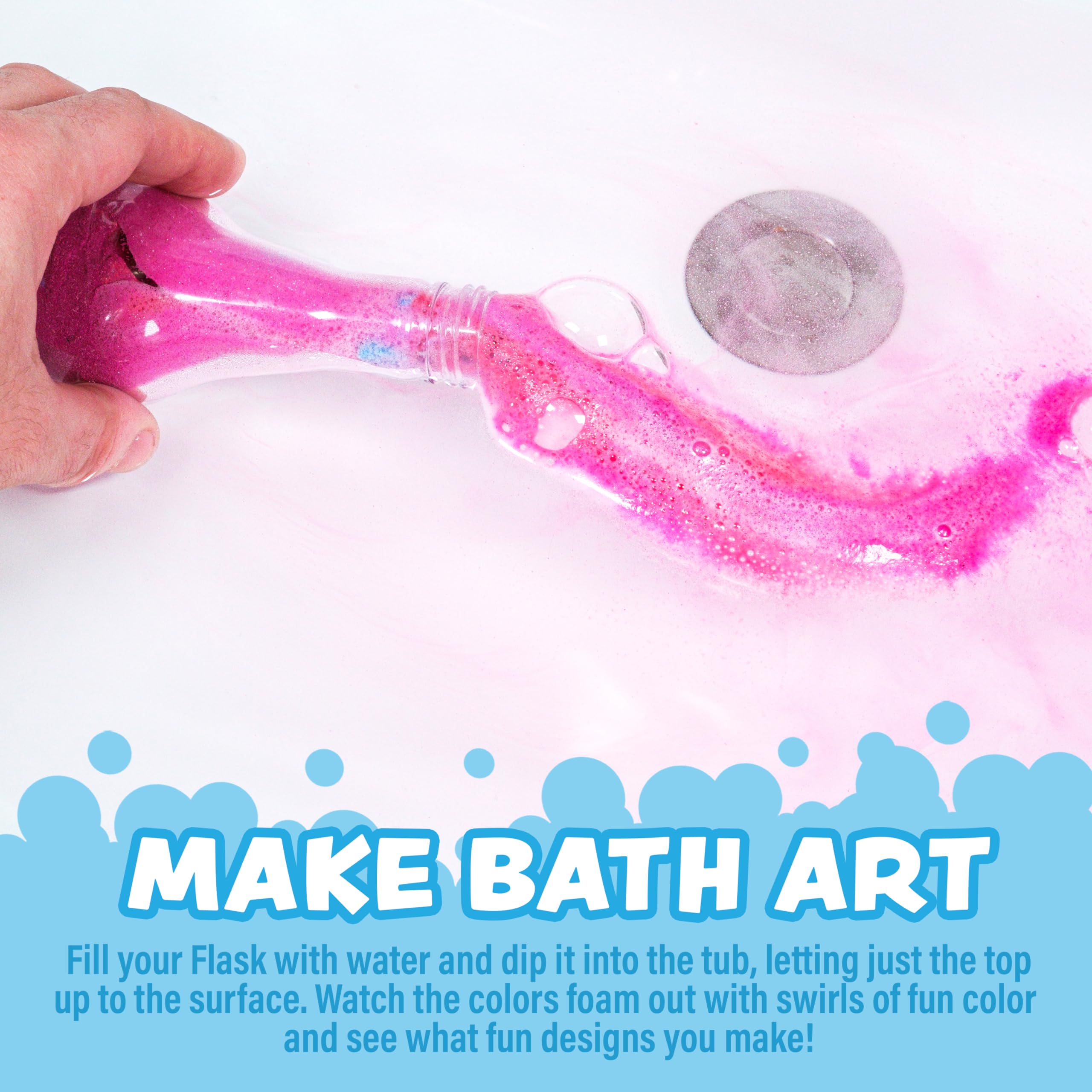 Tub Works Kids Bath Bomb Potion delights toddlers with safe, easy-to-use color and foam.