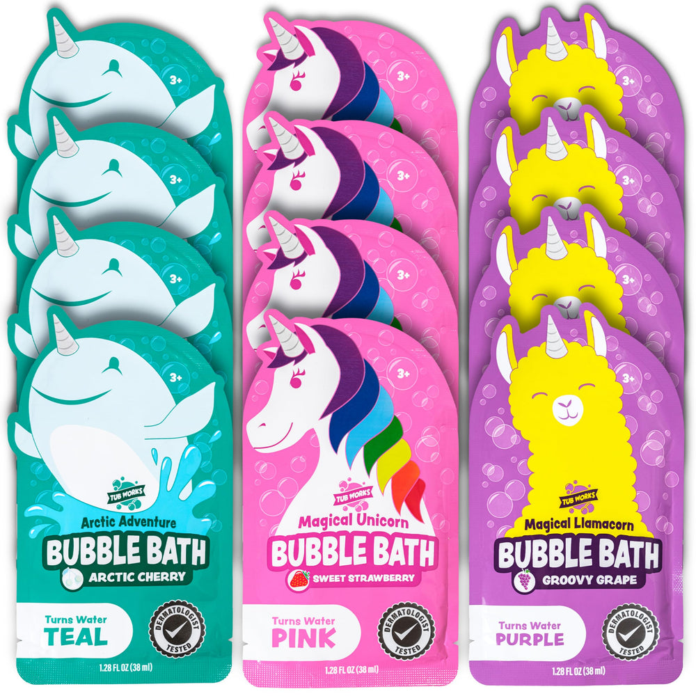 Tub Works Magical Unicorn pink bubble bath creates vibrant bubbles for a playful bath