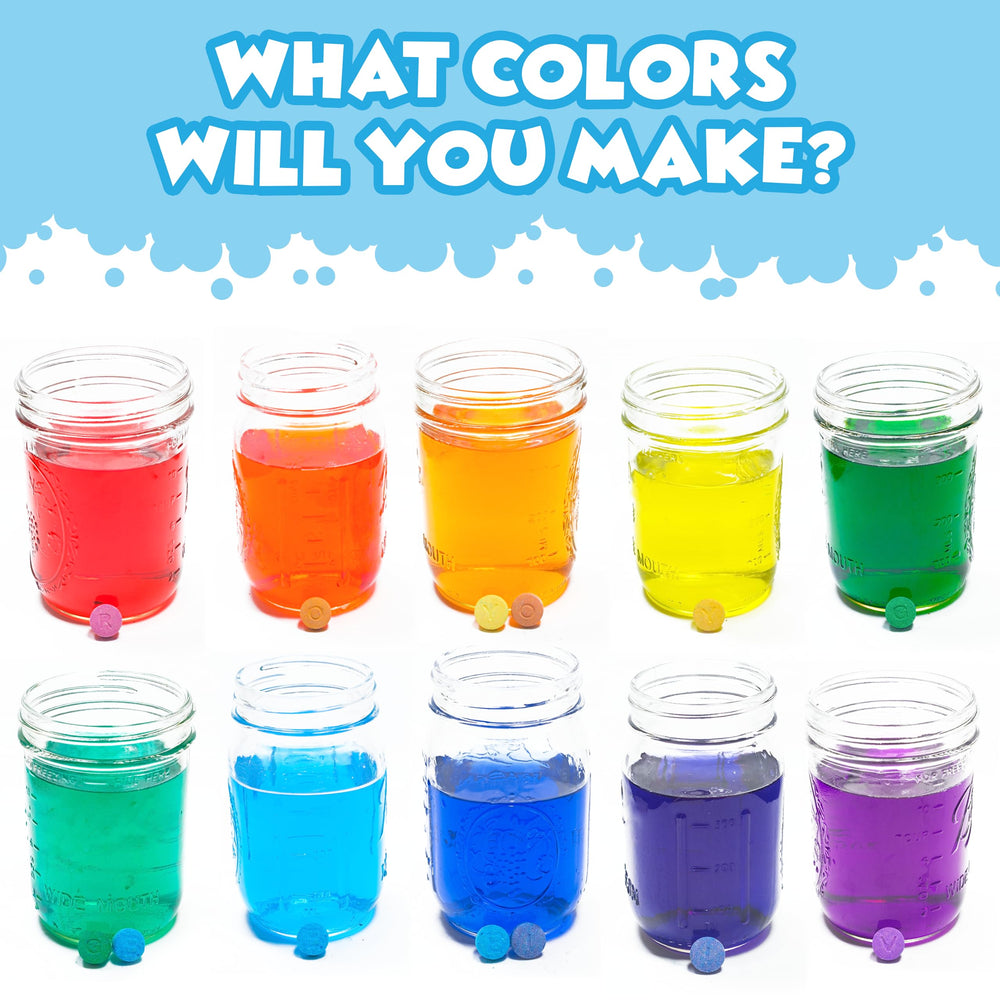 Mess-free dissolution demonstration shows tub-water-only color, easy cleanup after bath.