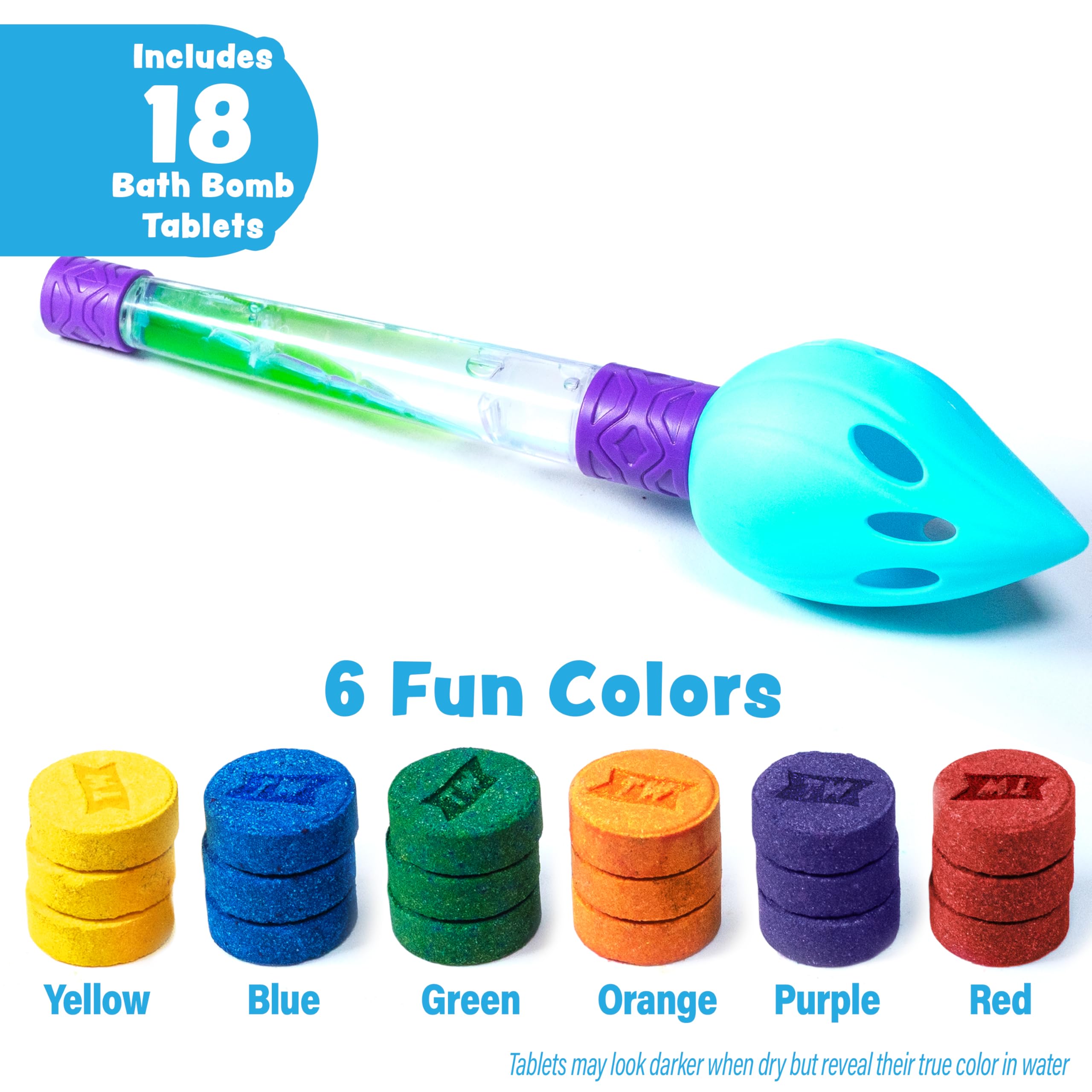 Tub Works moisturizing tablets with vitamin E and shea butter enhance gentle color painting.