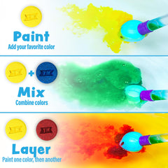 Tub Works nontoxic ingredients emphasize safe, worry-free bath color experiments for kids.
