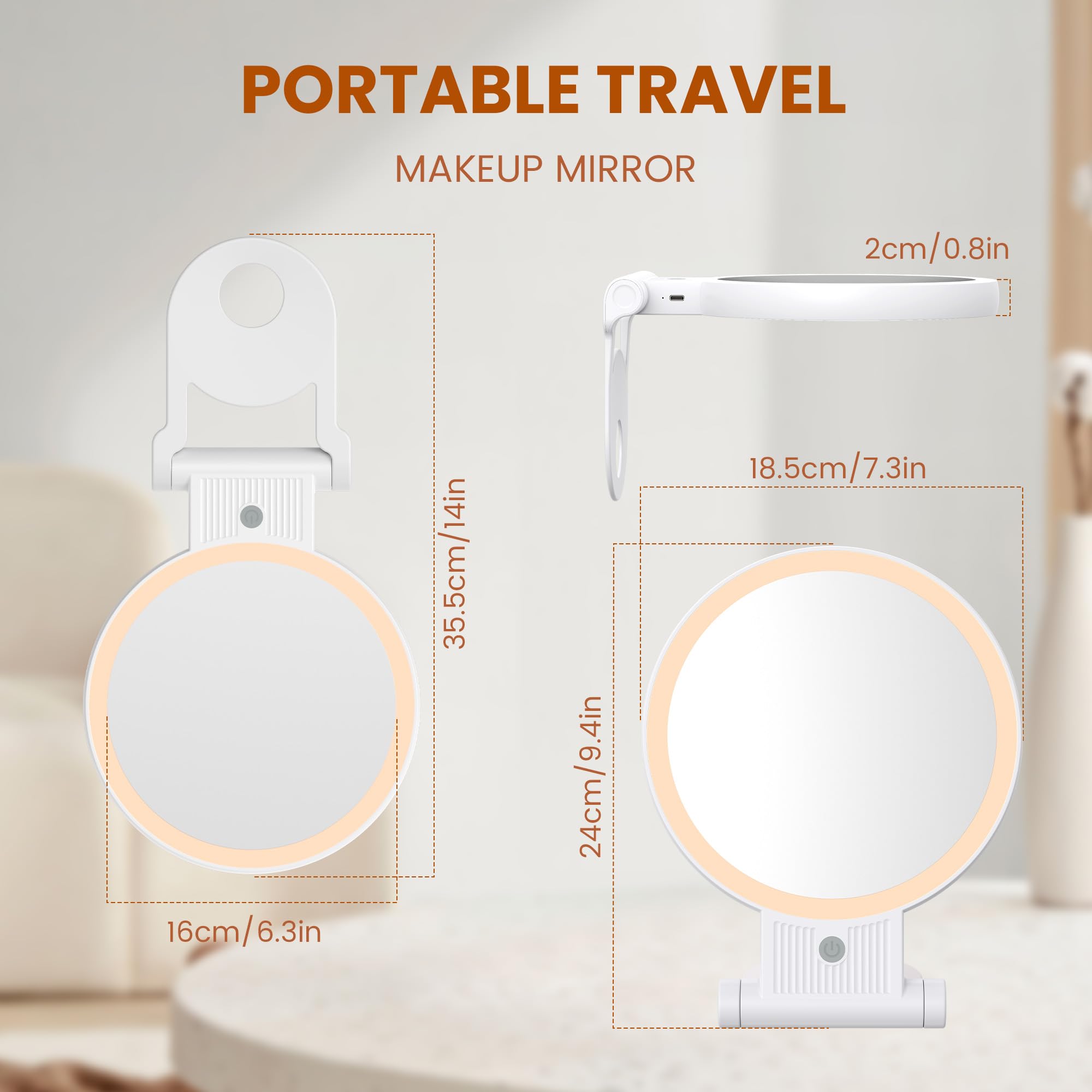 tubbede LED lights provide even, bright illumination for makeup precision