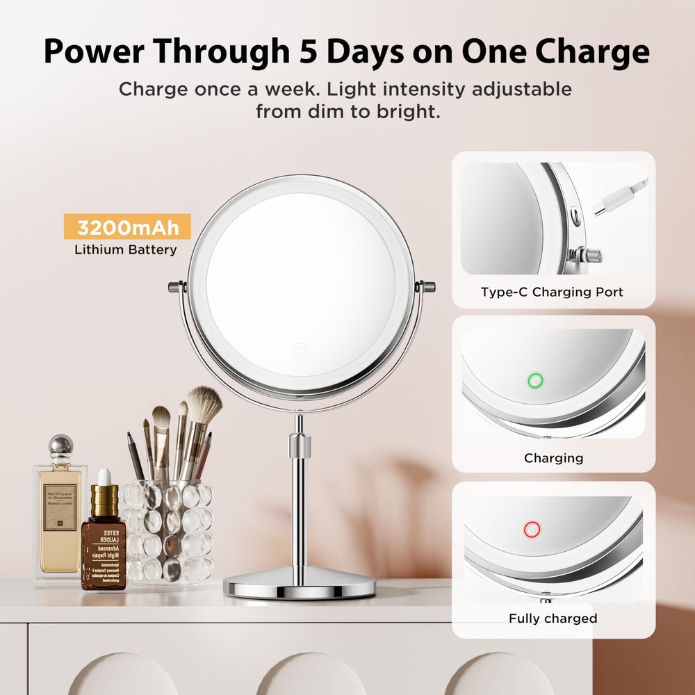tubbede makeup mirror memory function restores last brightness and color setting