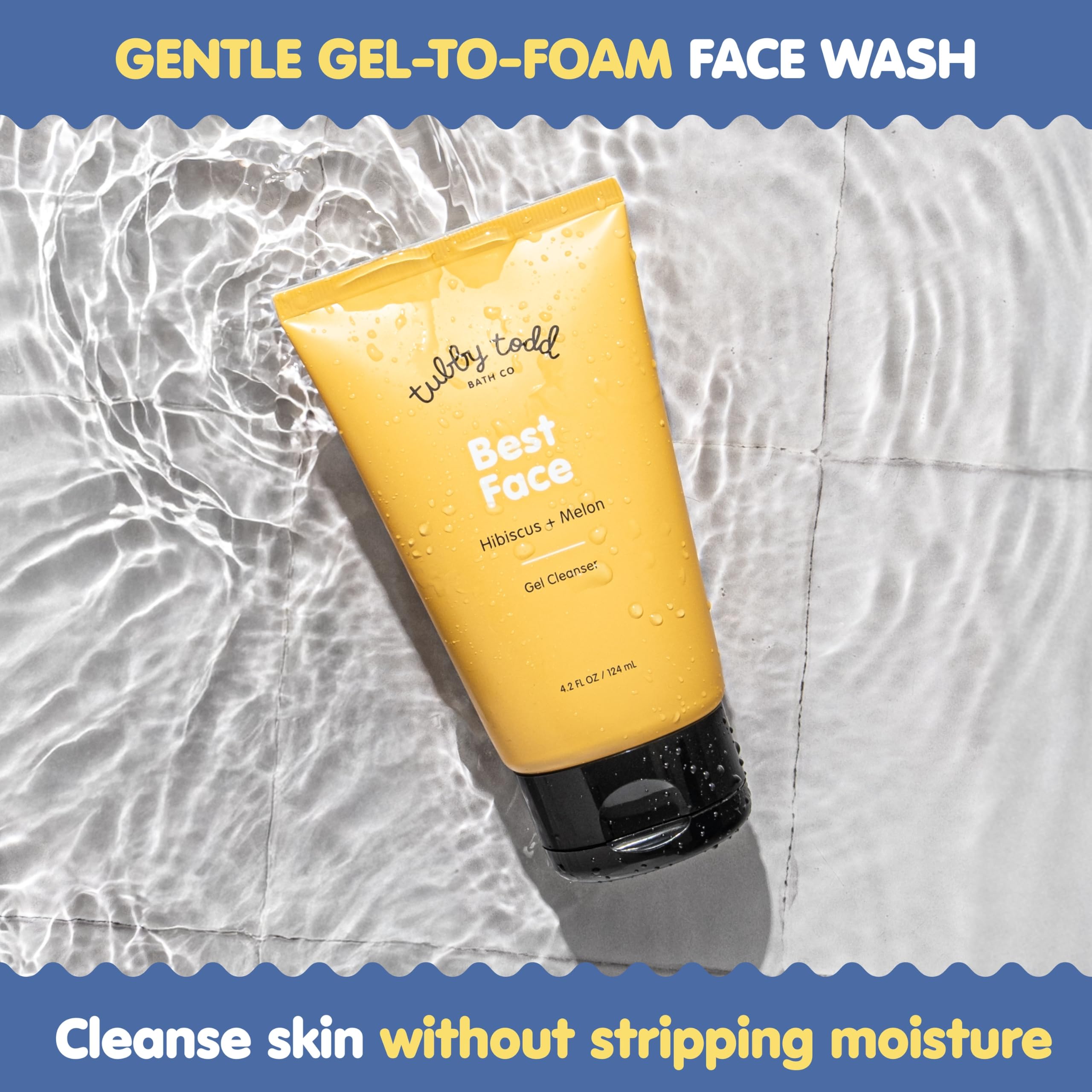 Tubby Todd Best Kids Face Wash willow-bark-extract close-up emphasizes gentle exfoliation for brighter skin.