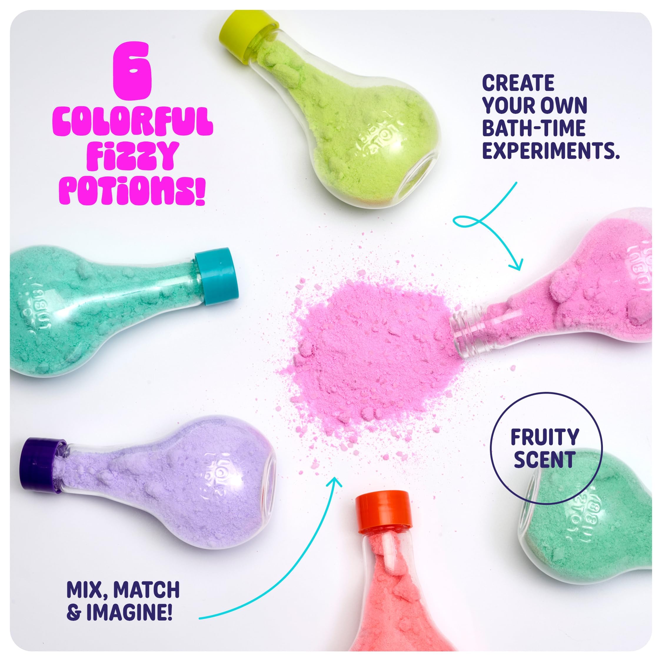 Tubby Tots fizzy flask bubbles erupting in bath for vivid sensory play