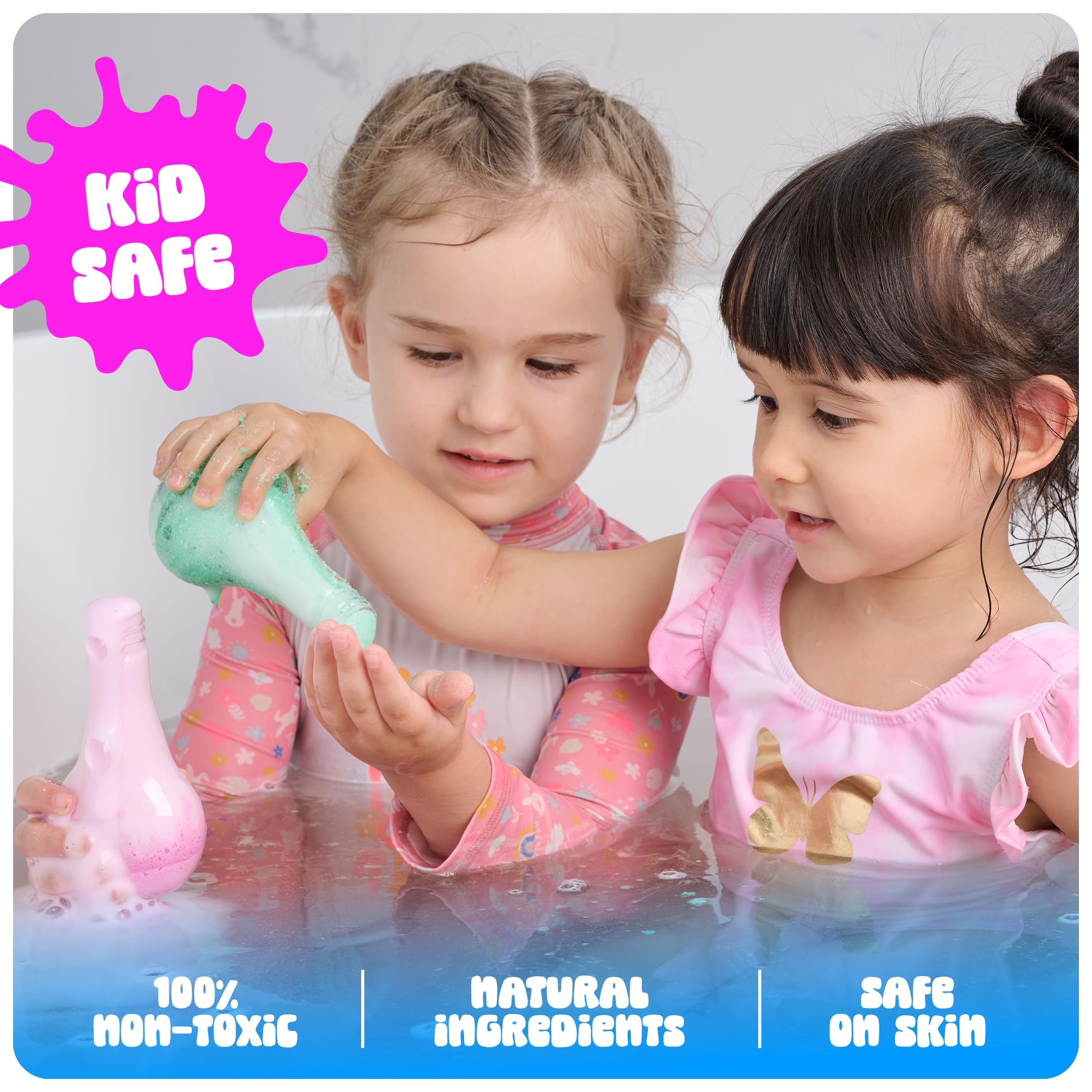 Tubby Tots yellow fruity-scented bath flask for cheerful color splash and fragrance