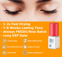 TUBeauty Sky Glue S+ bottle closeup highlighting glossy black finish and label details.