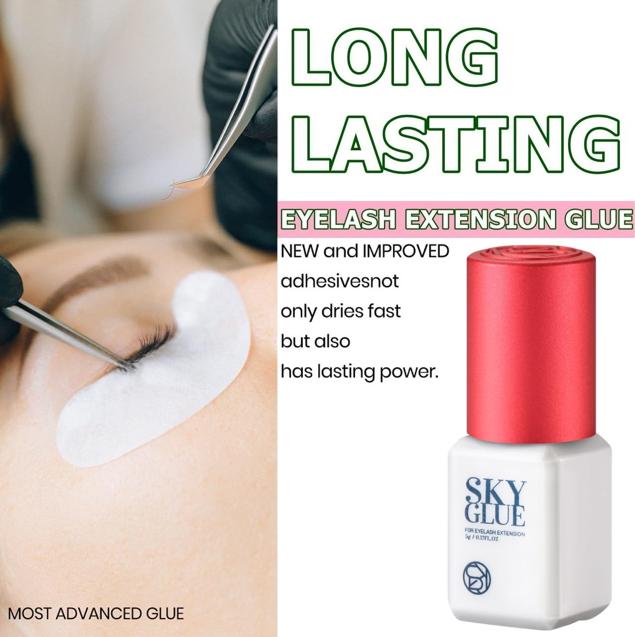 TUBeauty Sky Glue S+ demonstrates a 1-2 second dry time for efficient applications.