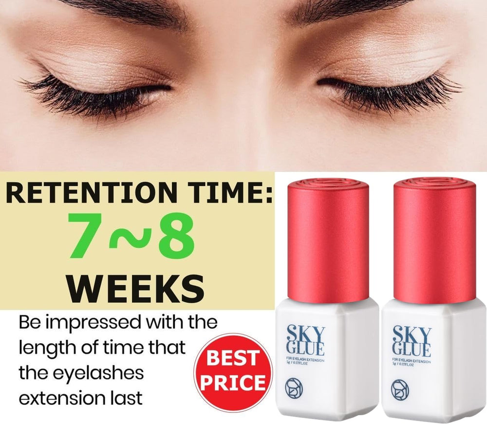 TUBeauty Sky Glue S+ bottle with glossy finish visible for bold lash line results.