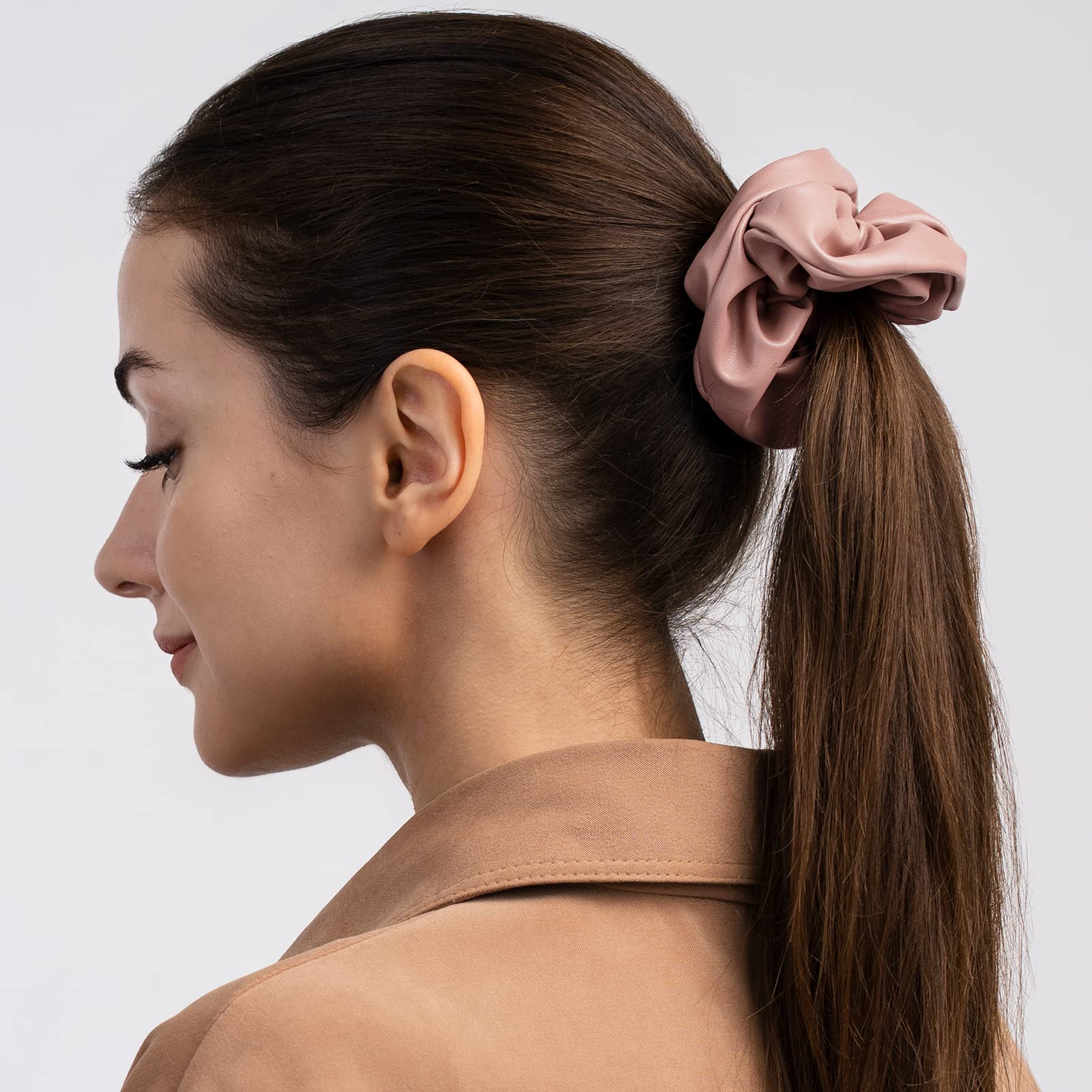 TUCEWP pink scrunchies worn on wrist for cute, convenient style