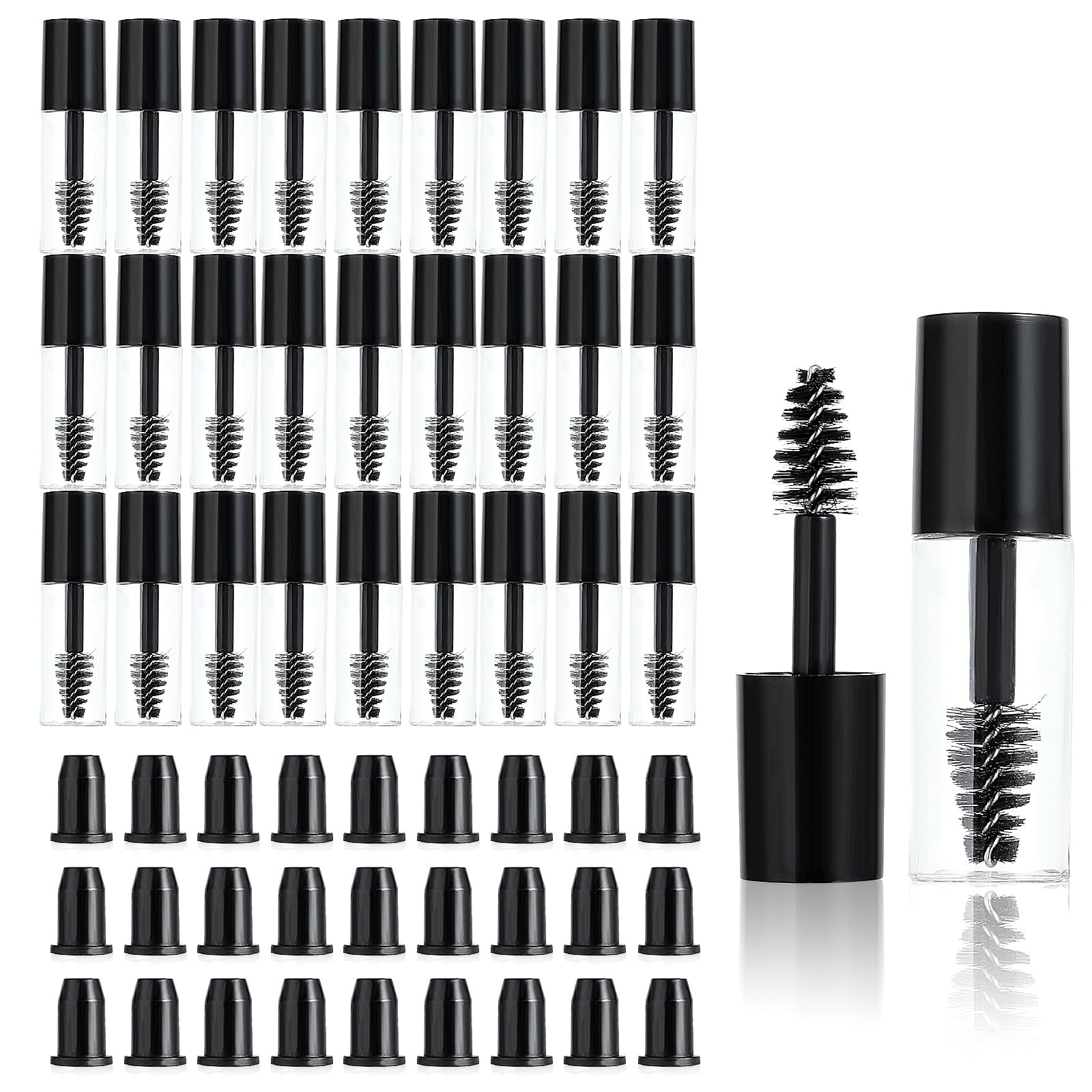Tucnoeu 27pcs empty mascara tubes with 3ml bottles and wands for on-the-go lash care