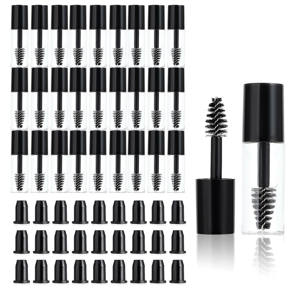 Tucnoeu 27pcs empty mascara tubes with 3ml bottles and wands for on-the-go lash care