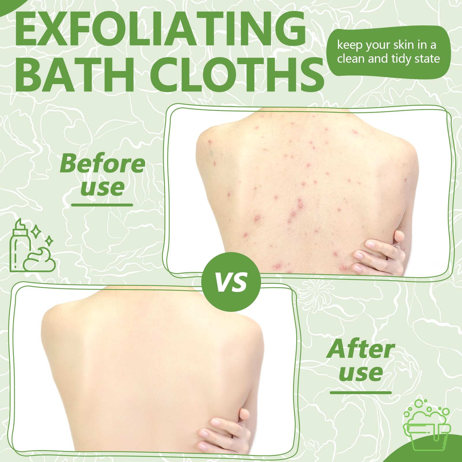 Tudomro exfoliating cloths for face and body cleansing routines.