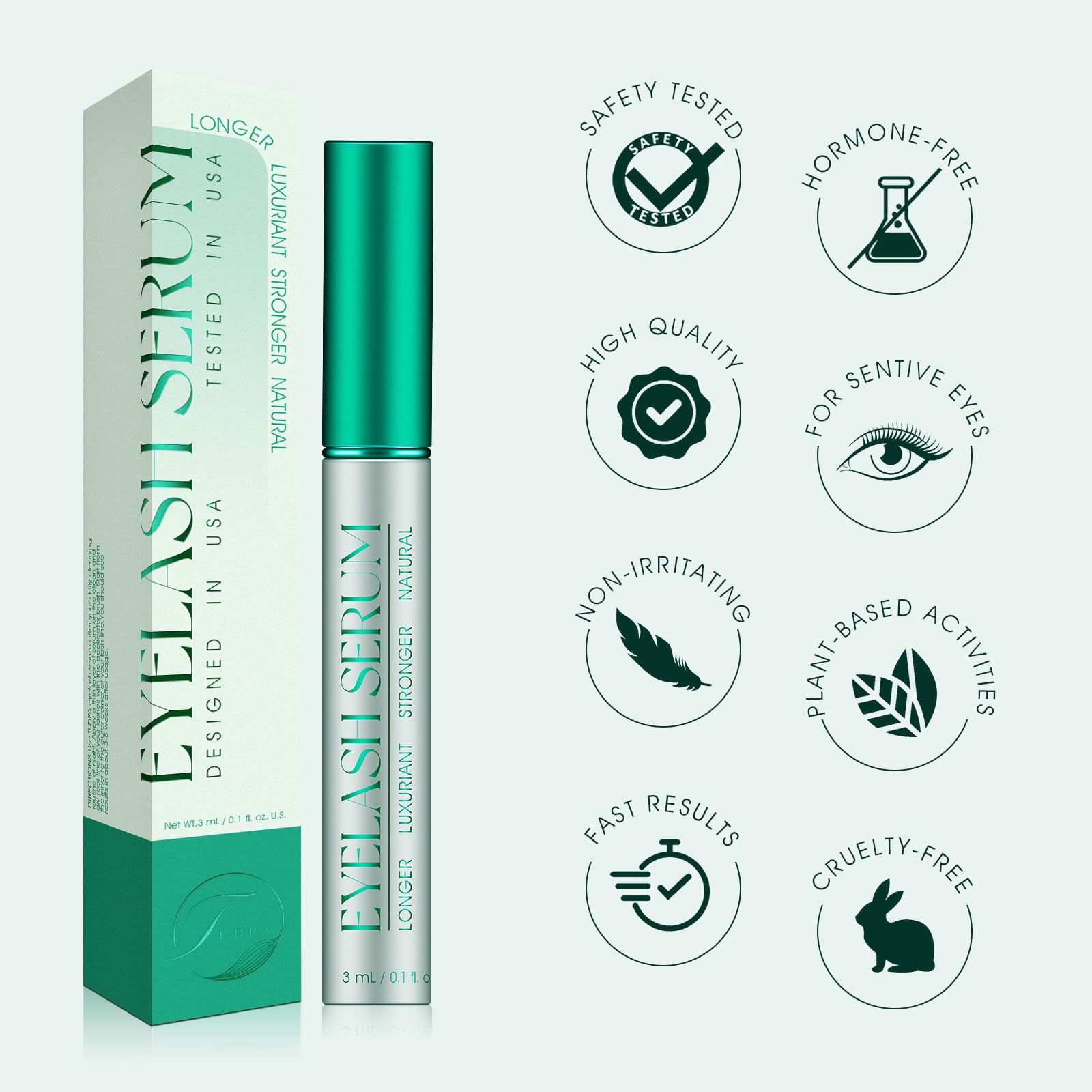 TUDPA cruelty-free symbol reinforces ethical eye-care commitment.